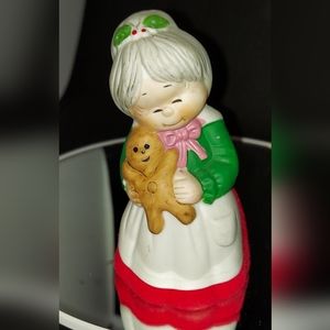 Vintage Jasco Winter Wonderland Bell MRS Claus 1985 Red Velvet Bottom Christmas